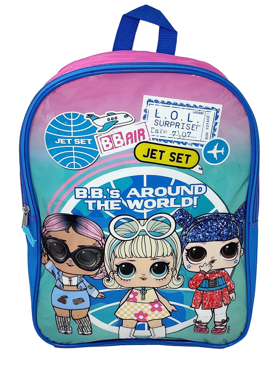 LOL Surprise Backpack 15" Jet Set Q.T. Kawaii Queen Go-Go Gurl Pink Blue Girls